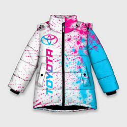 Куртка зимняя для девочки Toyota neon gradient style: по-вертикали, цвет: 3D-черный