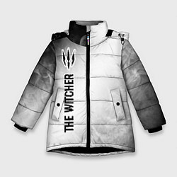 Куртка зимняя для девочки The Witcher glitch на светлом фоне: по-вертикали, цвет: 3D-черный