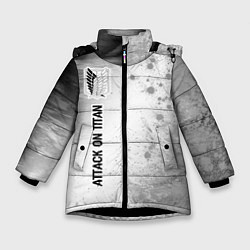 Куртка зимняя для девочки Attack on Titan glitch на светлом фоне: по-вертика, цвет: 3D-черный