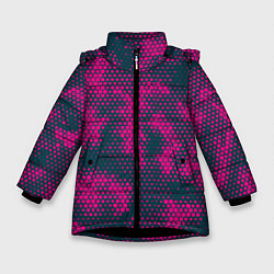 Куртка зимняя для девочки Спортивный паттерн камуфляж, цвет: 3D-черный