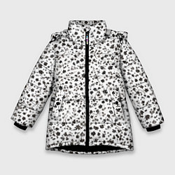 Куртка зимняя для девочки Маленькие цветочки паттерн, цвет: 3D-черный