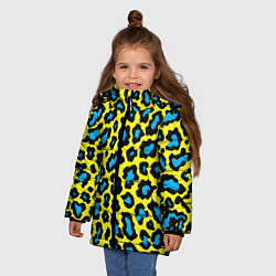 Куртка зимняя для девочки Кислотный леопард паттерн, цвет: 3D-черный — фото 2