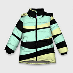 Куртка зимняя для девочки Черно-бирюзовая абстракция, цвет: 3D-светло-серый