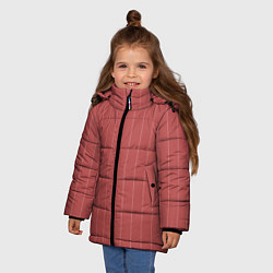 Куртка зимняя для девочки Серьёзный тёмно-коралловый полосы, цвет: 3D-черный — фото 2