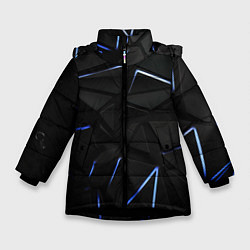 Куртка зимняя для девочки Black texture neon line, цвет: 3D-черный