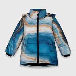 Куртка зимняя для девочки Волна голубого агата, цвет: 3D-черный