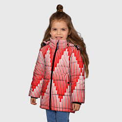 Куртка зимняя для девочки Красные белые большие ромбы, цвет: 3D-черный — фото 2