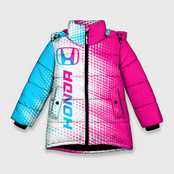 Куртка зимняя для девочки Honda neon gradient style: по-вертикали, цвет: 3D-черный