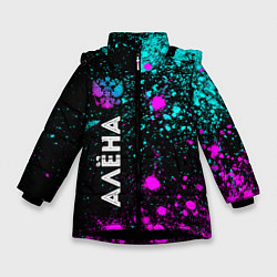 Куртка зимняя для девочки Алёна и неоновый герб России: по-вертикали, цвет: 3D-черный