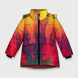 Куртка зимняя для девочки Огненный тай дай, цвет: 3D-красный