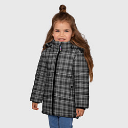 Куртка зимняя для девочки Черно-белая шотландка, цвет: 3D-светло-серый — фото 2