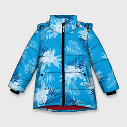 Куртка зимняя для девочки Синие цветы - Vice city - new ver, цвет: 3D-красный