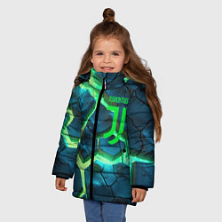 Куртка зимняя для девочки Ювентус разлом зеленых плит, цвет: 3D-светло-серый — фото 2