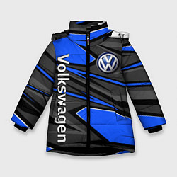 Куртка зимняя для девочки Вольцваген - спортивная униформа, цвет: 3D-черный