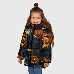 Куртка зимняя для девочки Хэллоуин life, цвет: 3D-светло-серый — фото 2