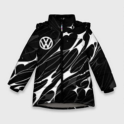 Куртка зимняя для девочки Volkswagen - острые линии, цвет: 3D-светло-серый
