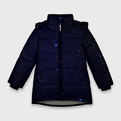 Куртка зимняя для девочки Тёмный космос и синие звёзды, цвет: 3D-светло-серый