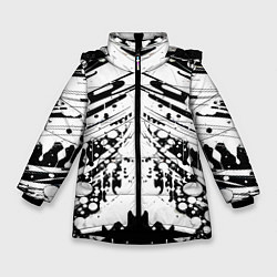 Куртка зимняя для девочки Mirror abstraction - vogue, цвет: 3D-черный