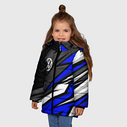 Куртка зимняя для девочки Volkswagen - Синяя абстракция, цвет: 3D-черный — фото 2