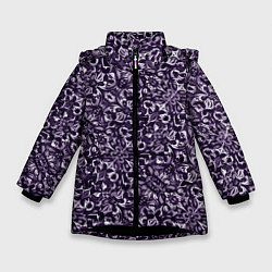 Куртка зимняя для девочки Фиолетовый паттерн узоры, цвет: 3D-черный