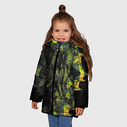 Куртка зимняя для девочки Зеленая абстрактная текстура, цвет: 3D-светло-серый — фото 2