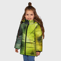 Куртка зимняя для девочки Зеленая текстура объемная, цвет: 3D-светло-серый — фото 2