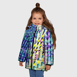 Куртка зимняя для девочки Прямотреугольный блочный паттерн, цвет: 3D-светло-серый — фото 2