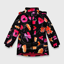 Куртка зимняя для девочки Яркие маркеры, цвет: 3D-красный