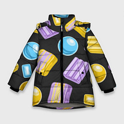 Куртка зимняя для девочки Жевательная резинка, цвет: 3D-светло-серый