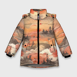 Куртка зимняя для девочки Japen pattern, цвет: 3D-светло-серый