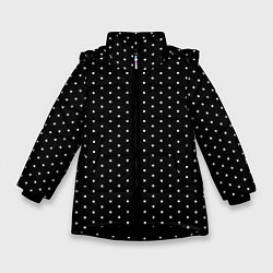 Куртка зимняя для девочки Чёрный в белый горошек, цвет: 3D-черный