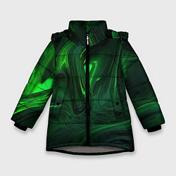 Куртка зимняя для девочки Зеленые разводы, цвет: 3D-светло-серый