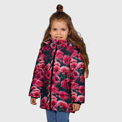 Куртка зимняя для девочки Красные цветы узор, цвет: 3D-красный — фото 2