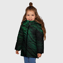 Куртка зимняя для девочки Dark green texture, цвет: 3D-черный — фото 2