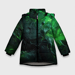 Куртка зимняя для девочки Зеленая объемная текстура, цвет: 3D-светло-серый