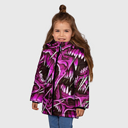 Куртка зимняя для девочки Розовые кислотные клыки, цвет: 3D-светло-серый — фото 2