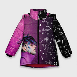 Куртка зимняя для девочки Лил Пип тату фиолетовый, цвет: 3D-красный