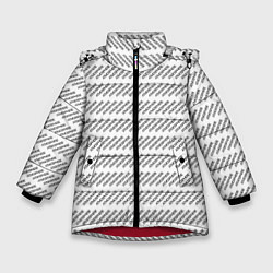 Куртка зимняя для девочки Атмосфера паттерн белый, цвет: 3D-красный