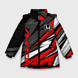 Куртка зимняя для девочки Honda - CR-V - геометрия, цвет: 3D-черный