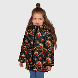 Куртка зимняя для девочки Сердечки в золоте, цвет: 3D-черный — фото 2