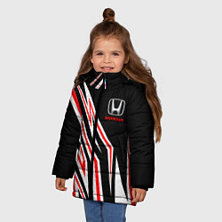 Куртка зимняя для девочки Хонда - белый и красный, цвет: 3D-черный — фото 2