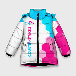 Зимняя куртка для девочки Counter-Strike 2 neon gradient style: по-вертикали