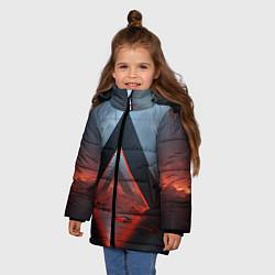 Куртка зимняя для девочки Дорога абстракций, цвет: 3D-красный — фото 2