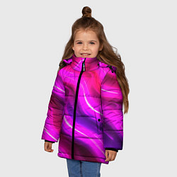 Куртка зимняя для девочки Розовая объемная абстракция, цвет: 3D-красный — фото 2