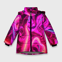 Куртка зимняя для девочки Pink neon abstract, цвет: 3D-светло-серый