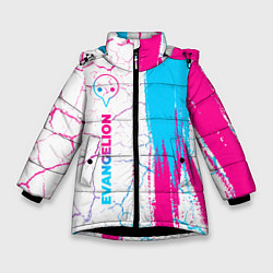 Куртка зимняя для девочки Evangelion neon gradient style: по-вертикали, цвет: 3D-черный