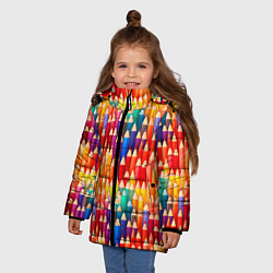 Куртка зимняя для девочки Цветные карандаши, цвет: 3D-черный — фото 2