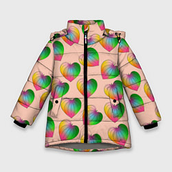 Куртка зимняя для девочки Цветной листик, цвет: 3D-светло-серый