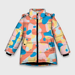 Куртка зимняя для девочки Абстракция в пастельных тонах, цвет: 3D-черный