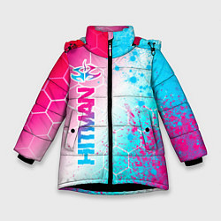 Зимняя куртка для девочки Hitman neon gradient style: по-вертикали